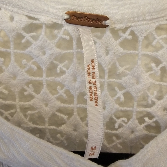 Free People Medium Crochet Accent Eyelet Cutout Blouse - Picture 3 of 10